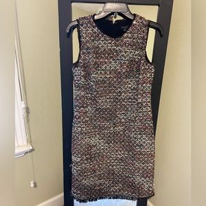 NWT Ann Taylor Black Confetti Tweed Fringe Dress